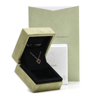 Van Cleef & Arpels 18K Rose Gold Carnelian Sweet Alhambra Heart Pendant Necklace 6 of 6