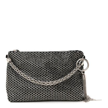 Jimmy Choo Suede Crystal Chain Top Handle Bag Black 1 of 11