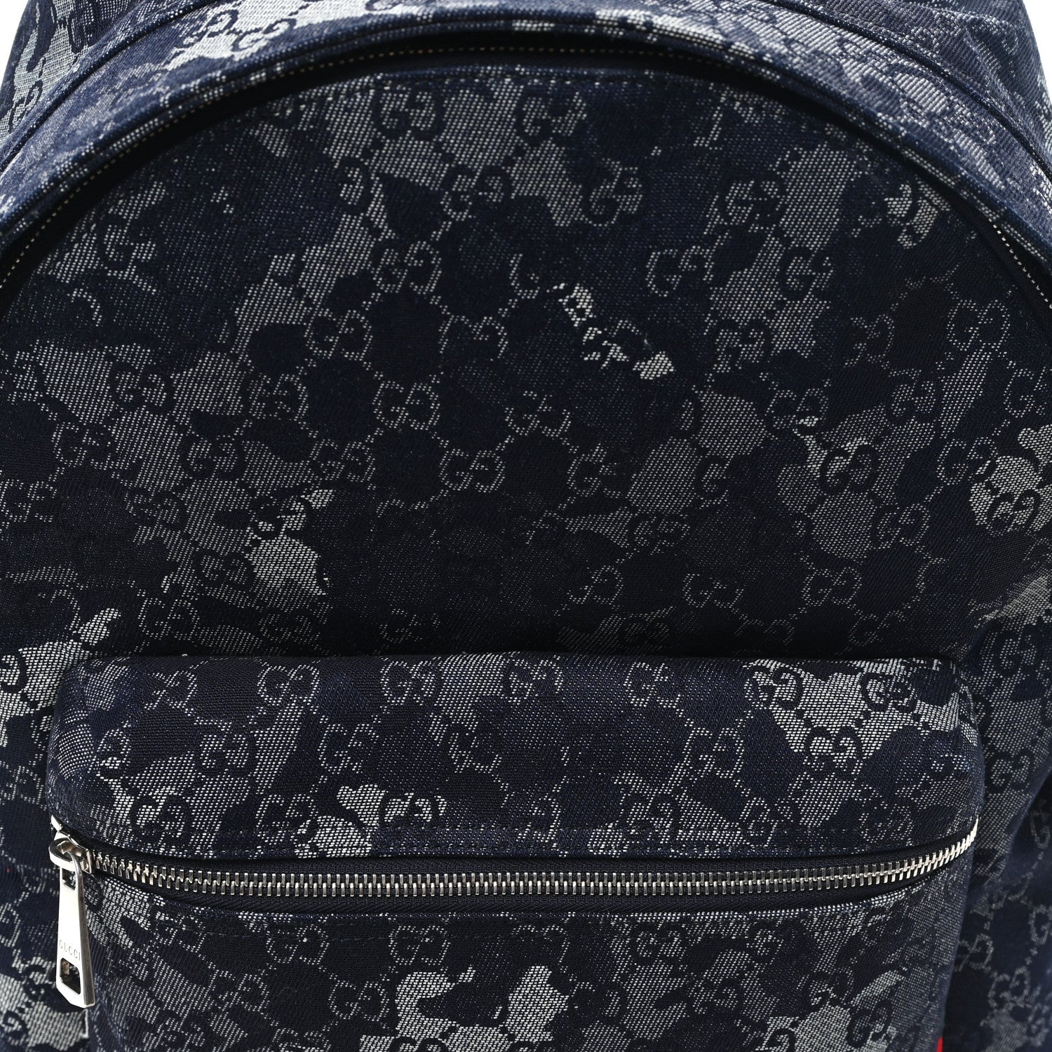 Gucci Denim Monogram Camouflage Large Backpack Blue 7 of 9