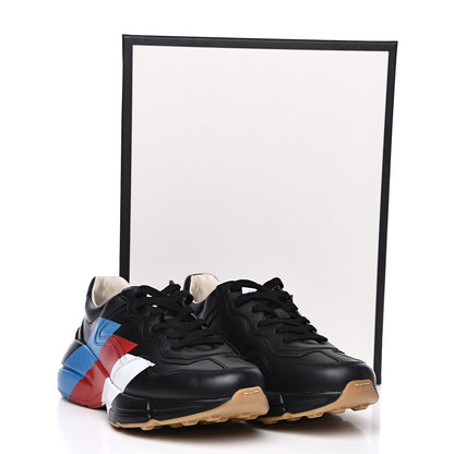Gucci Calfskin Web Printed Mens Rhyton Sneakers 7 Black 9 of 9