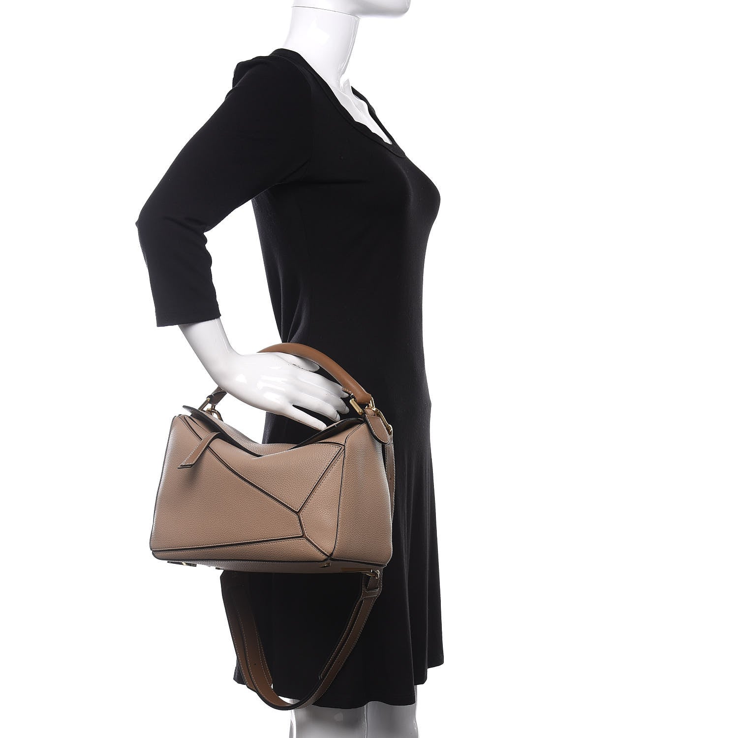 Loewe Calfskin Medium Puzzle Bag Sand Mink 3 of 12