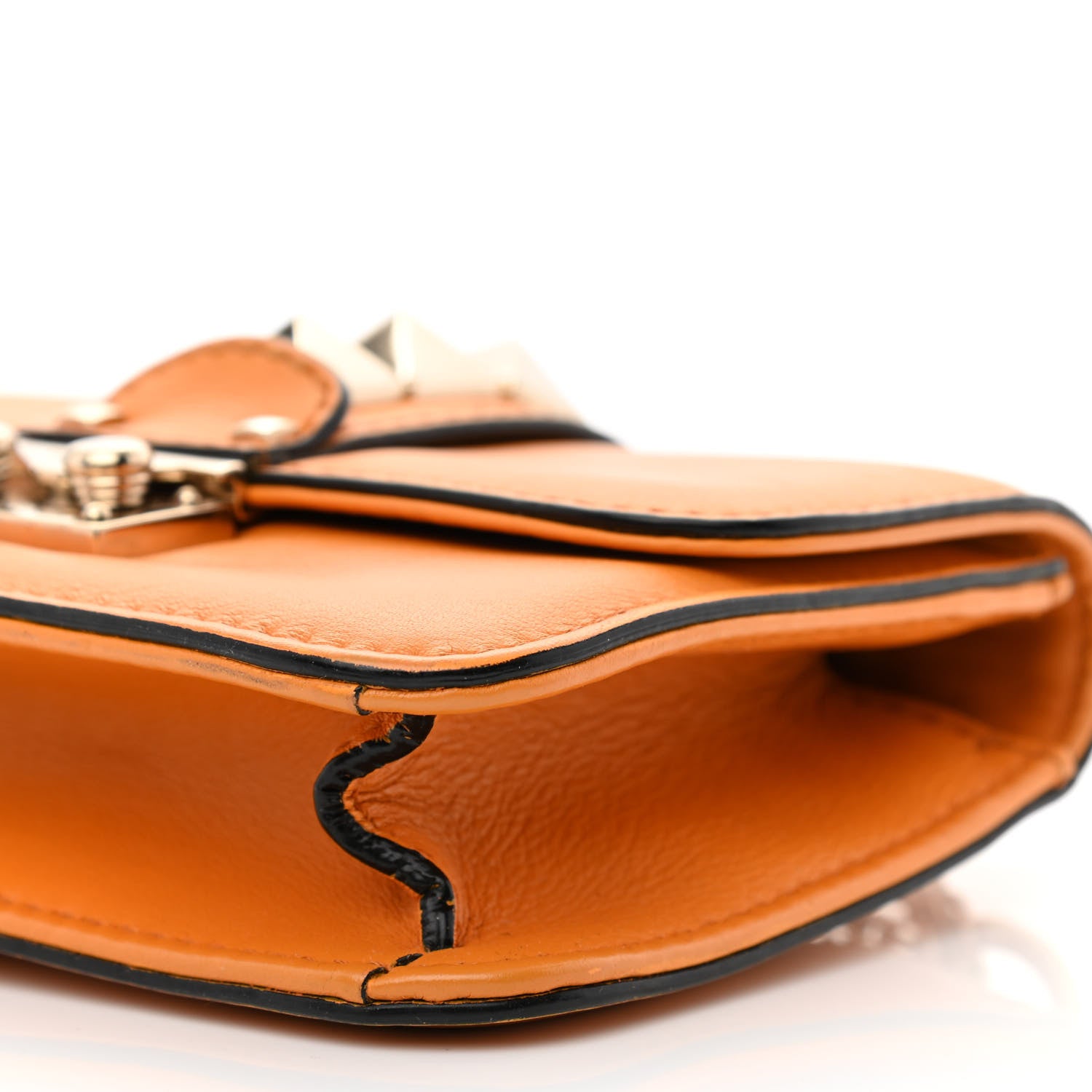 Valentino Garavani Vitello Mini Glam Lock Rockstud Flap Mandarin Sorbet 9 of 9