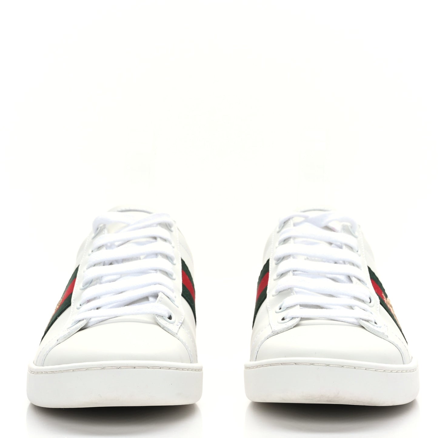Calfskin Ayers Bee Embroidered Ace Sneakers 37.5 White Green