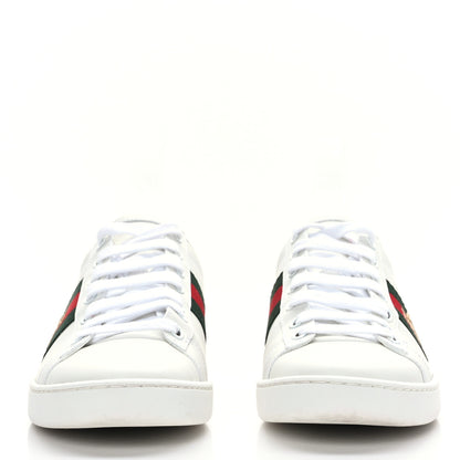 Gucci Calfskin Ayers Bee Embroidered Ace Sneakers 37.5 White Green 2 of 8