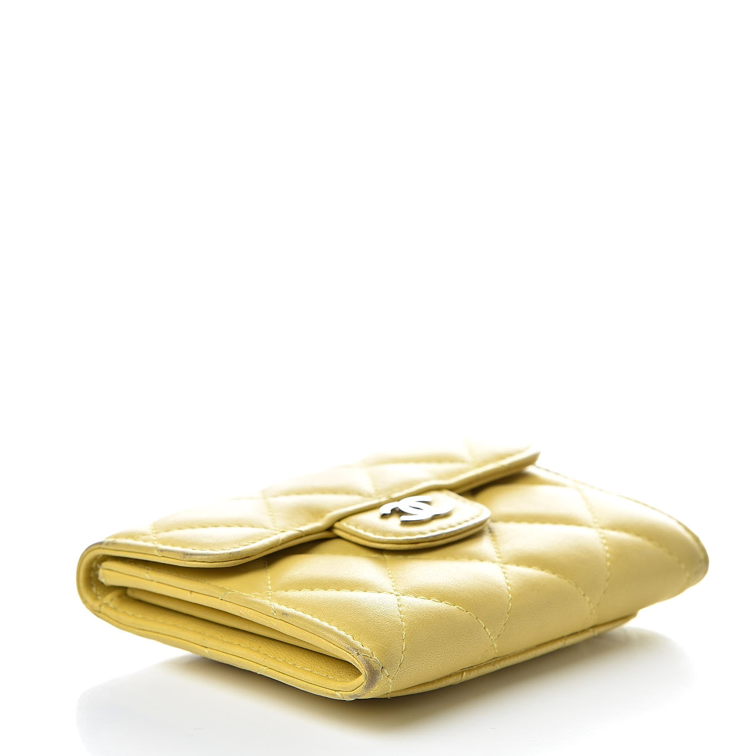 Chanel Lambskin Quilted Flap Card Holder Yellow 4 of 20