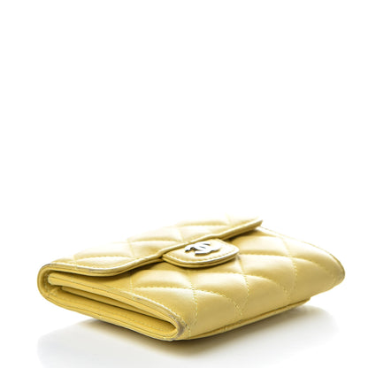 Chanel Lambskin Quilted Flap Card Holder Yellow 4 of 20
