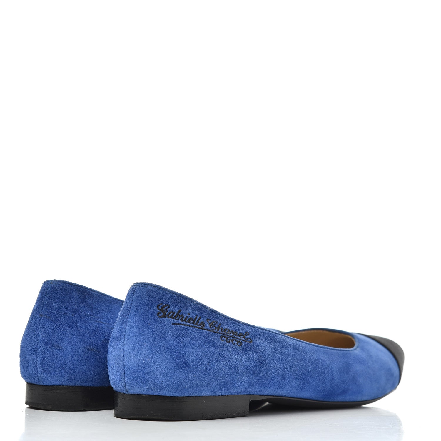 Chanel Suede Satin Cap Toe Gabrielle Ballerina Flats 36.5 Royal Blue Black 4 of 23
