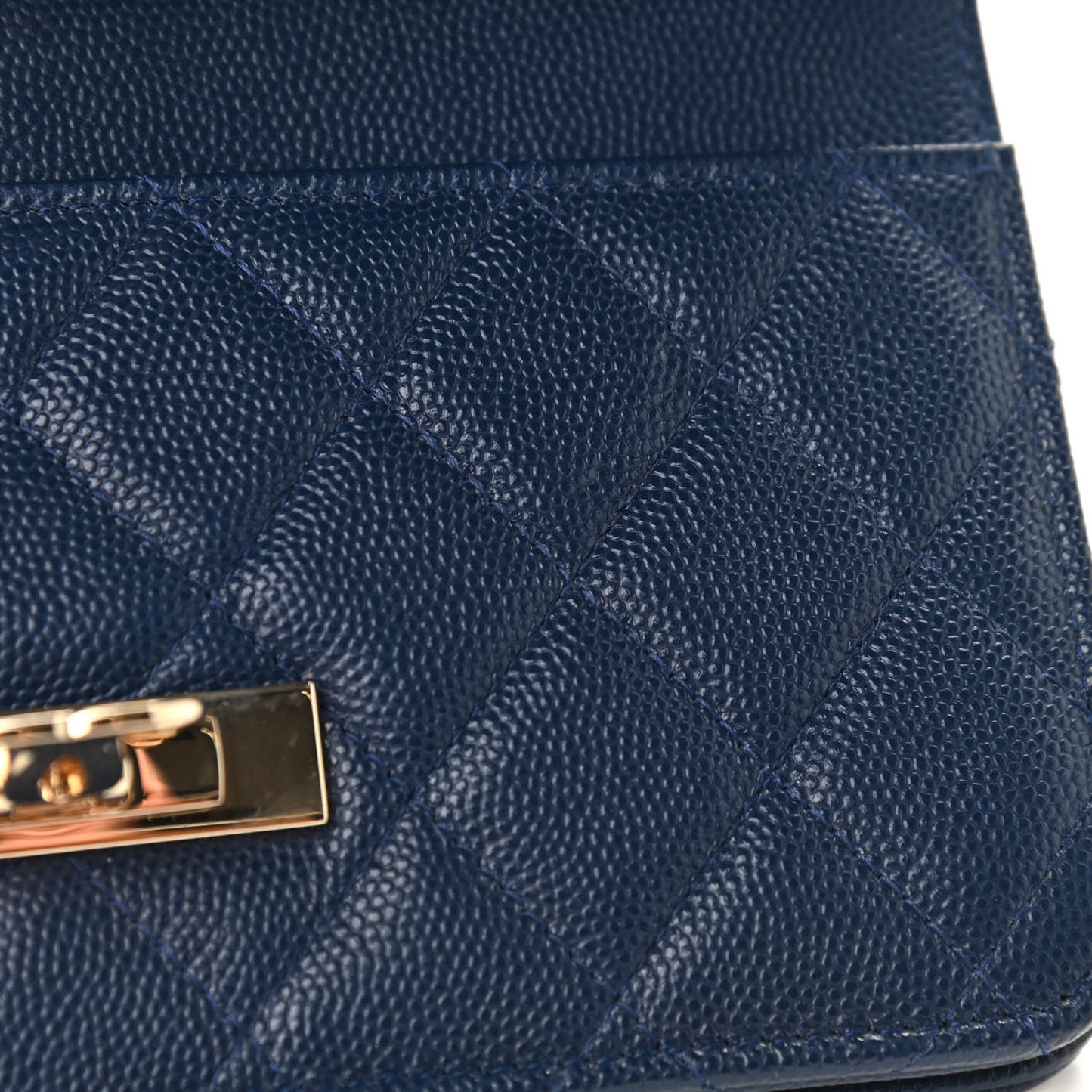 Caviar Quilted Golden Class Wallet On Chain WOC Navy