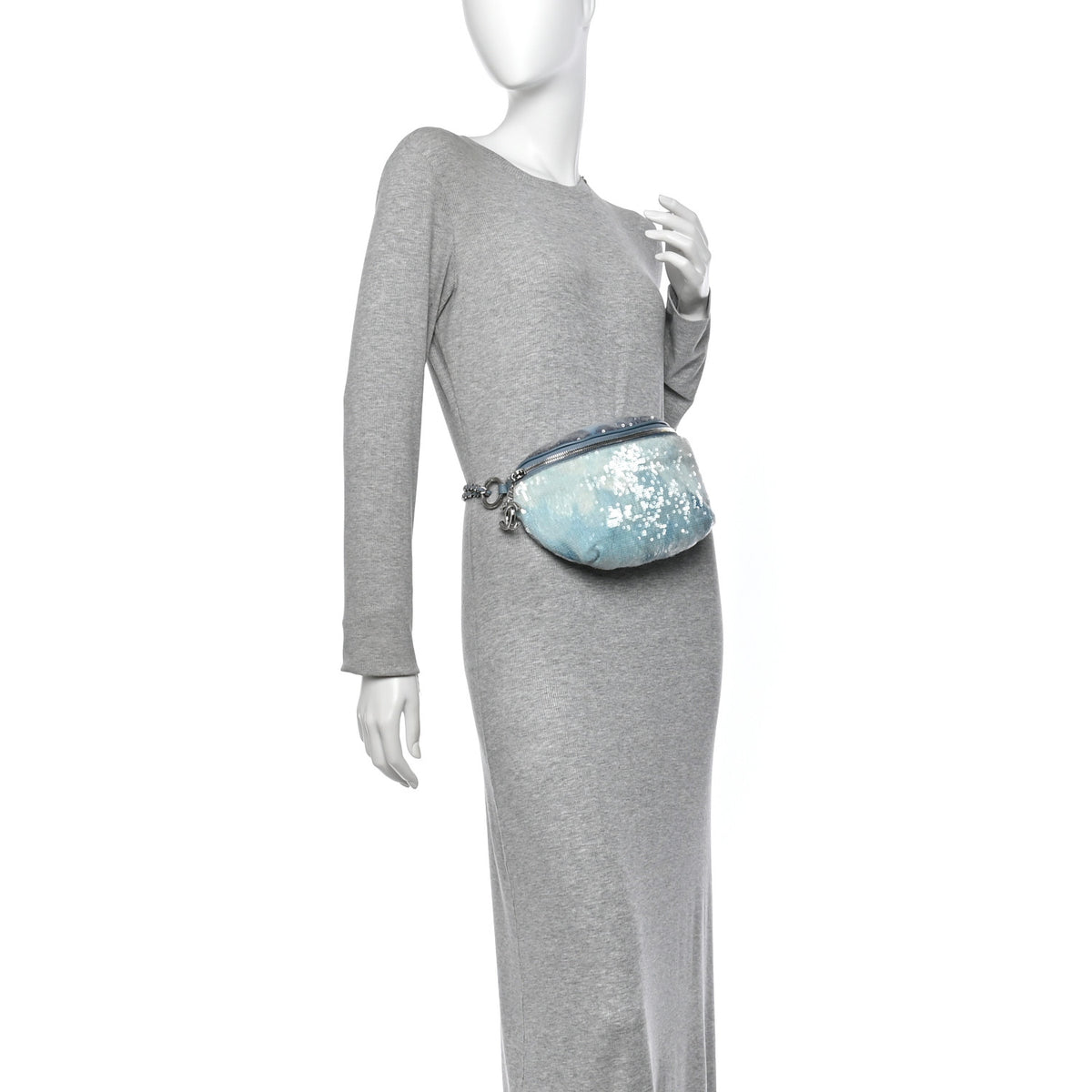 Chanel Sequin Waterfall Waist Bag Fanny Pack Light Blue 2 of 10