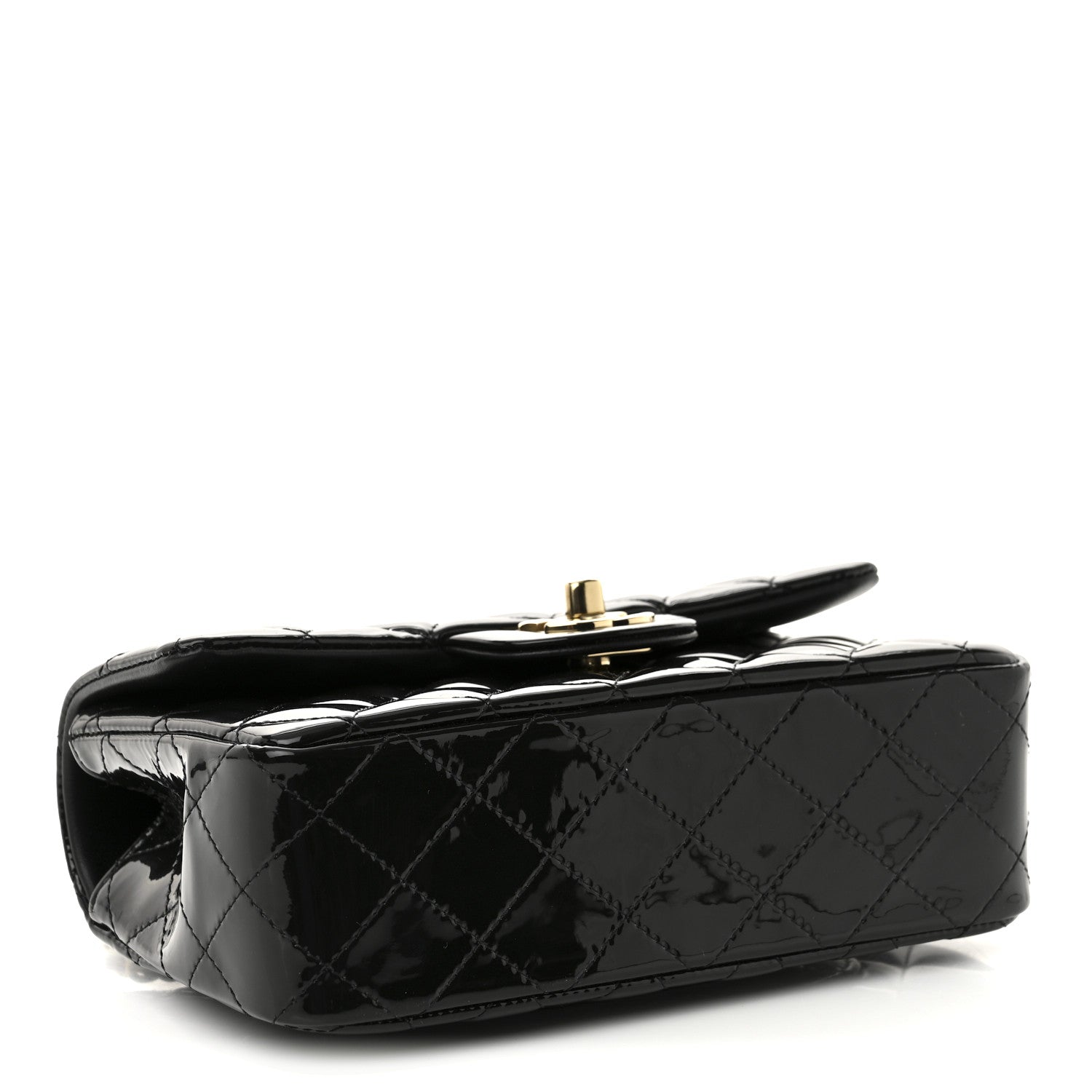 Chanel Patent Quilted Mini Top Handle Rectangular Flap Black