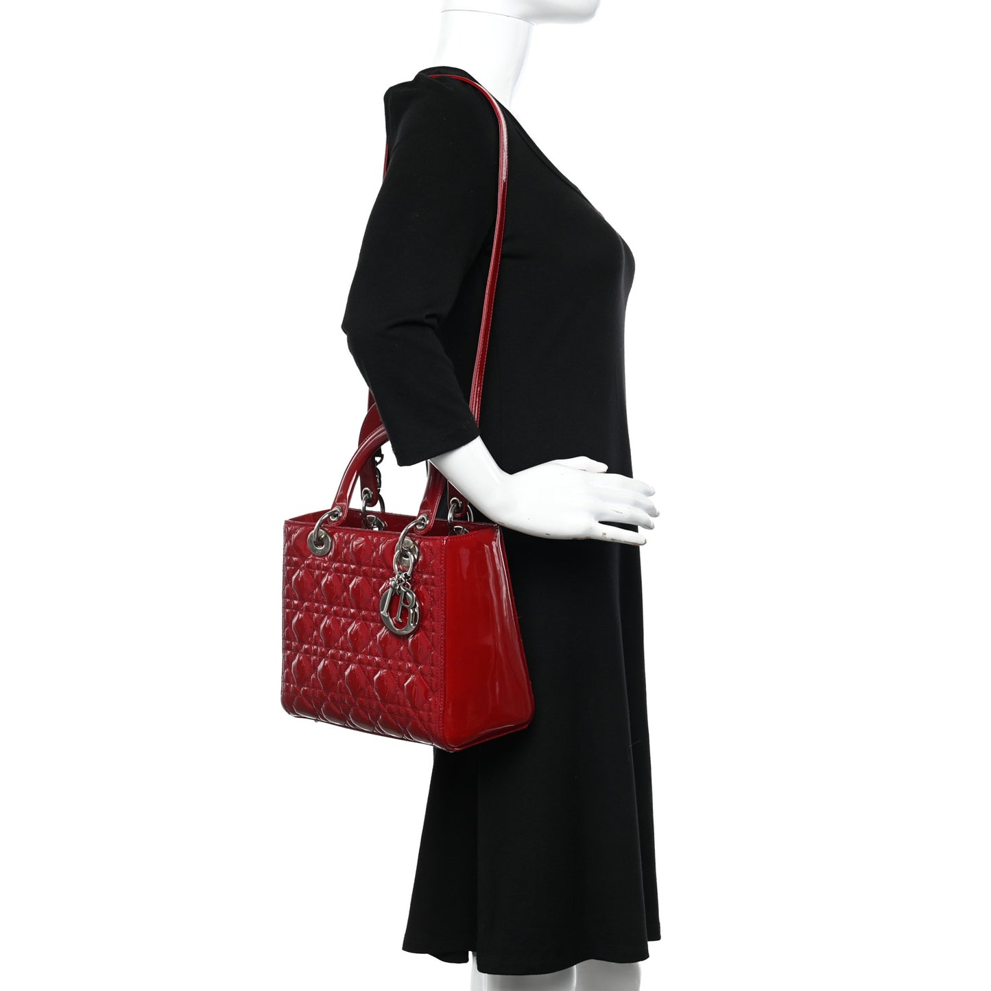 Patent Cannage Medium Lady Dior Red