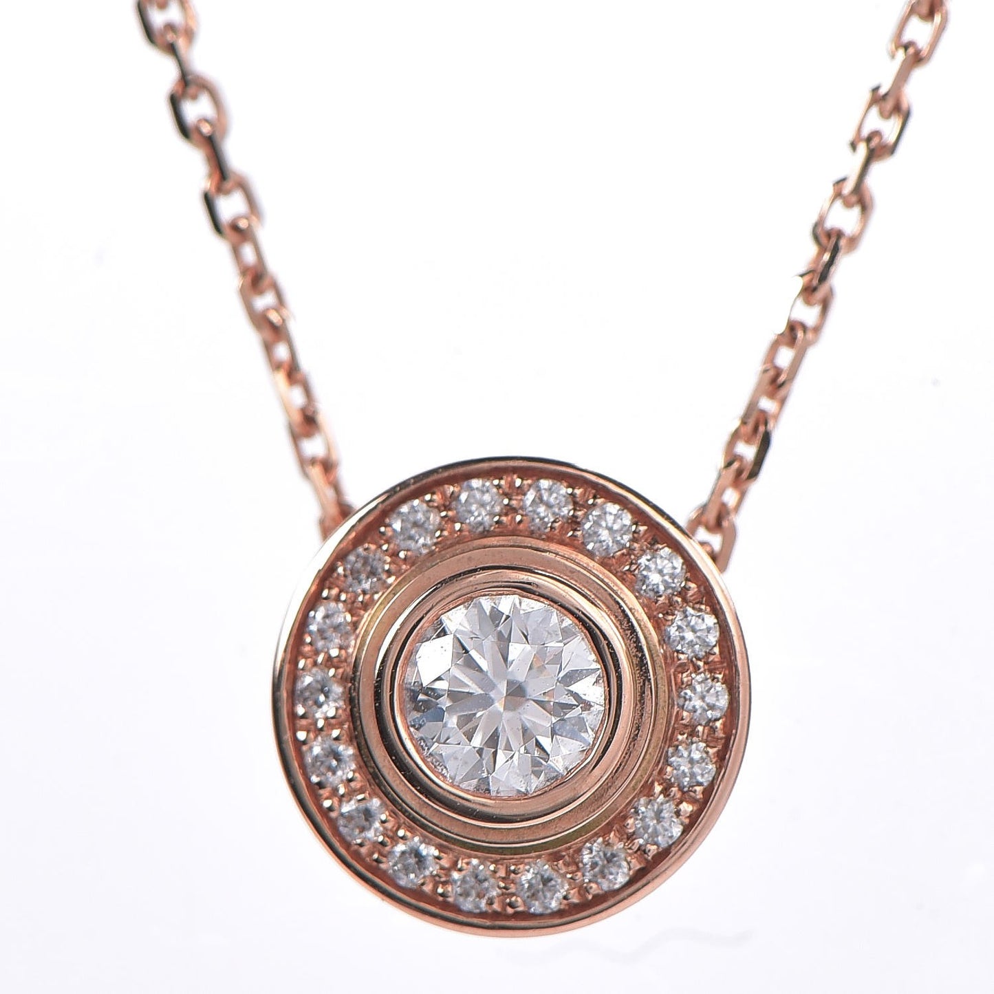18K Pink Gold Diamond D'Amour Pave Necklace