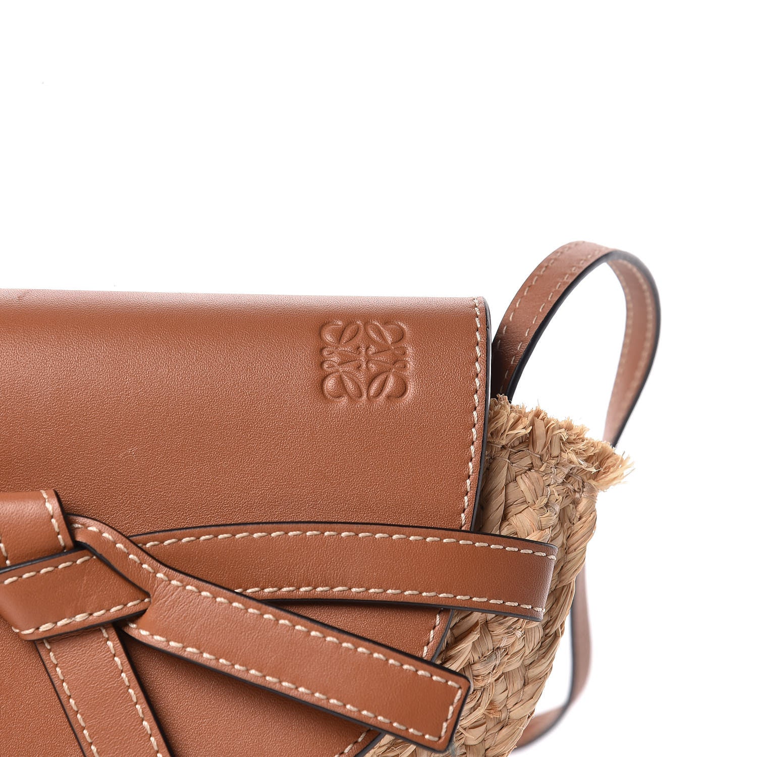 Loewe Calfskin Raffia Mini Gate Crossbody Bag Natural Tan 10 of 13