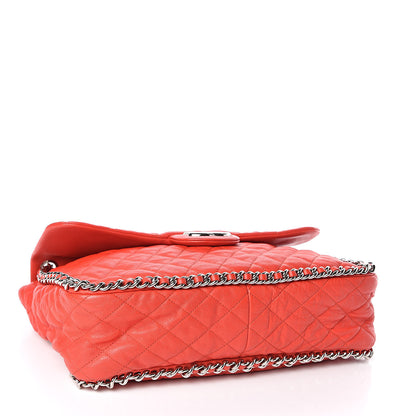 Chanel Washed Lambskin Quilted Maxi Chain Around Flap Red 4 of 11