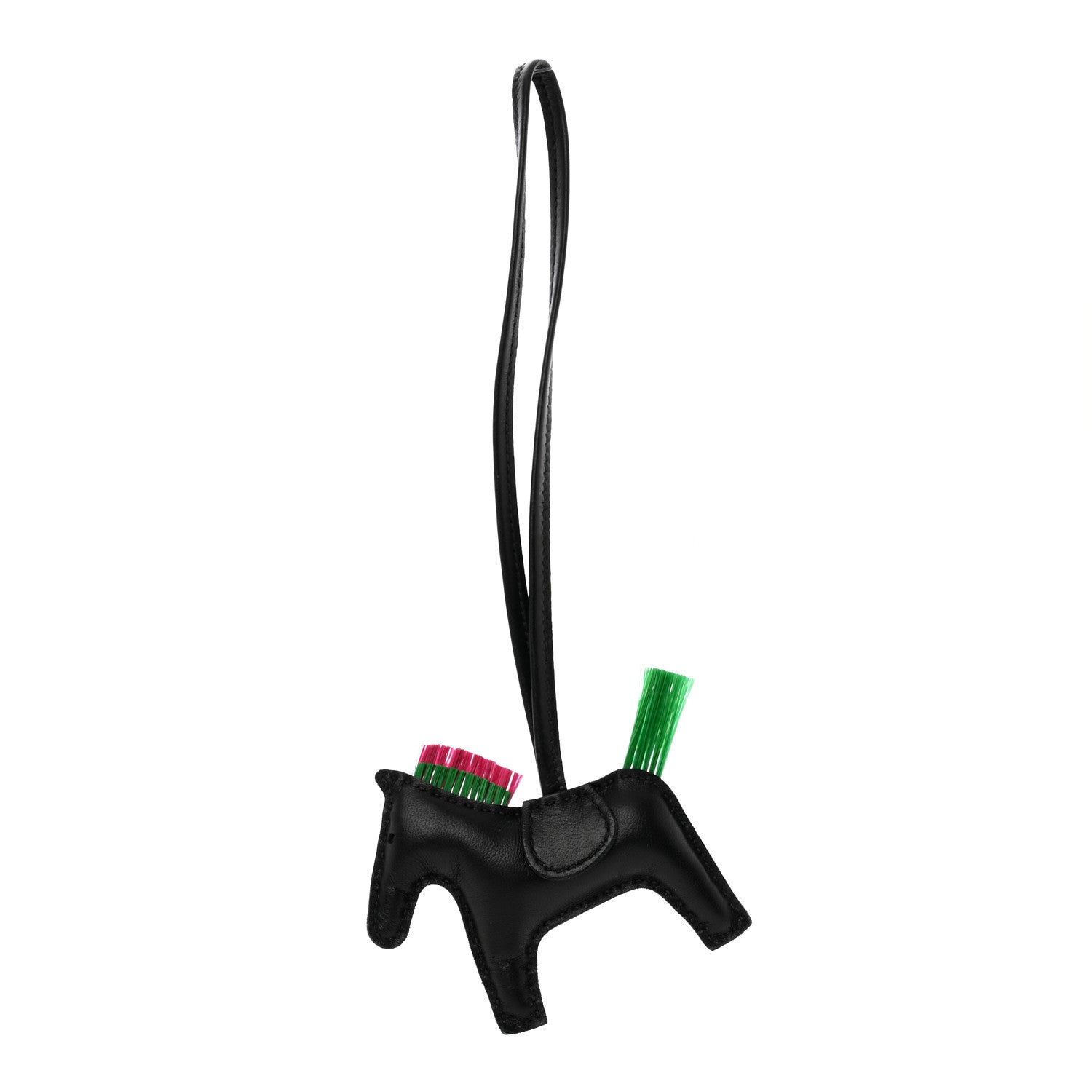 Hermes Milo Lambskin Horse Hair Grigri Rodeo Punk Horse Bag Charm PM Black Menthe Magnolia 1 of 6