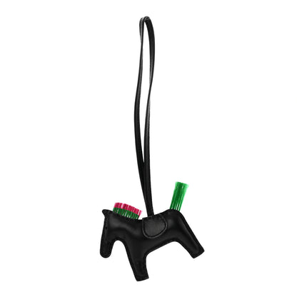 Hermes Milo Lambskin Horse Hair Grigri Rodeo Punk Horse Bag Charm PM Black Menthe Magnolia 1 of 6
