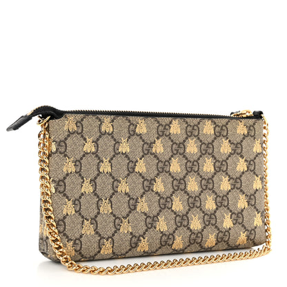 Gucci GG Supreme Monogram Bees Wrist Wallet Beige Black 3 of 12