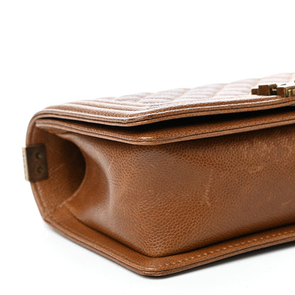 Chanel Caviar Quilted Medium Boy Flap Light Brown 9 of 11