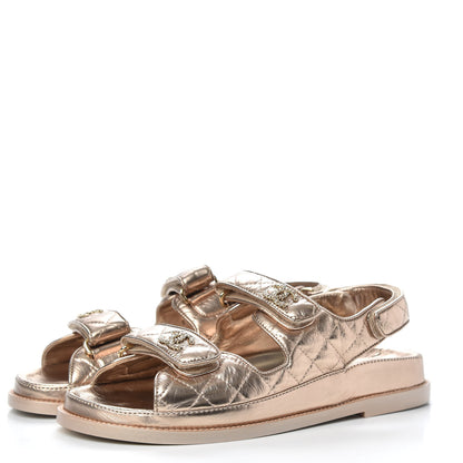 Chanel Iridescent Lambskin Velcro Dad Sandals Light Bronze 3 of 9