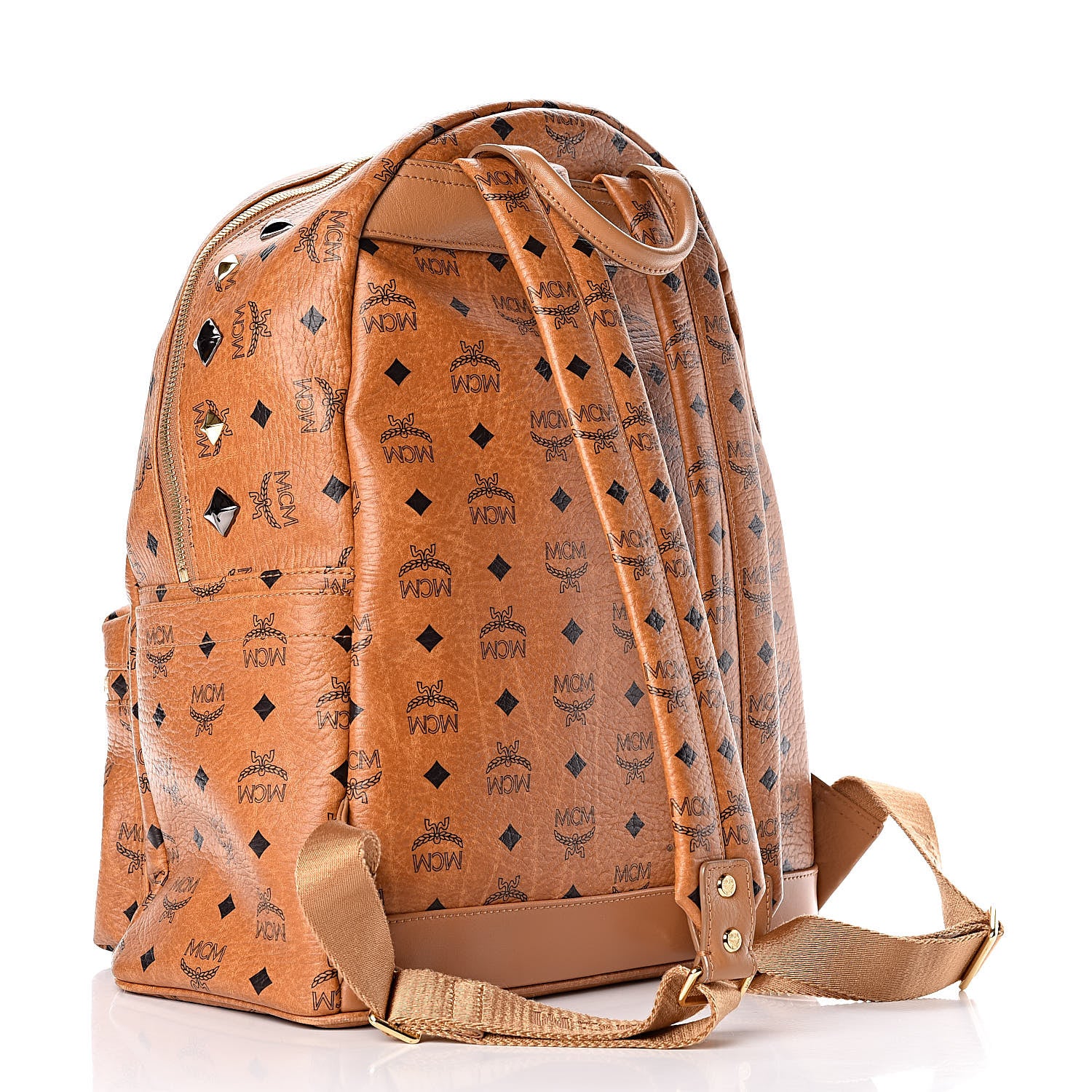 MCM Visetos Studded Medium Stark M Backpack Cognac 3 of 25