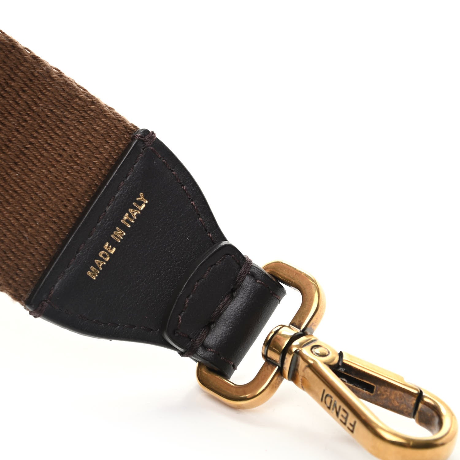 Fendi Ribbon Vitello Century FF 1974 Flat Studded Strap You Fango Marrone Ebano 4 of 4