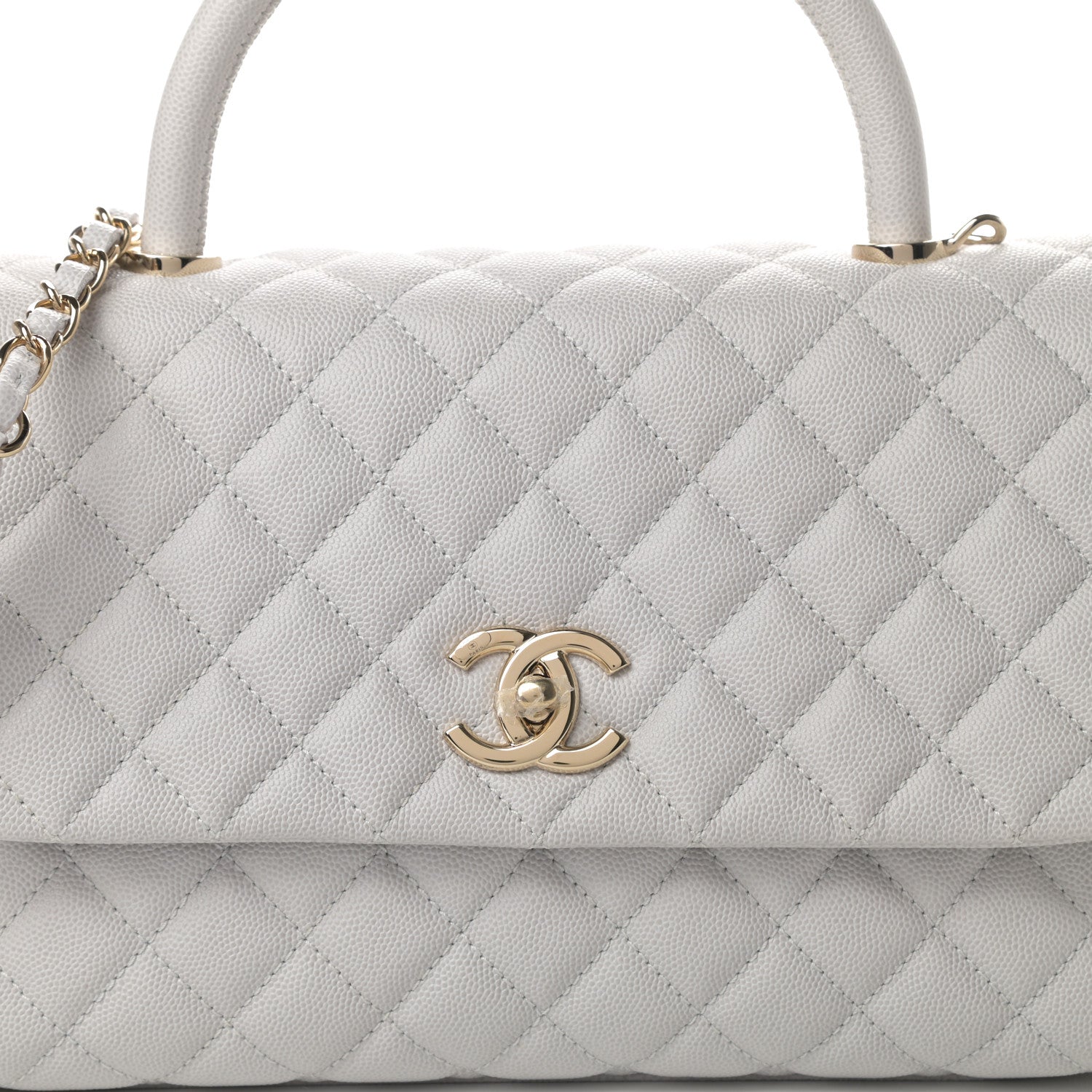 Chanel Caviar Quilted Small Coco Handle Flap Light Grey 8 of 11