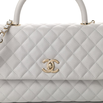 Chanel Caviar Quilted Small Coco Handle Flap Light Grey 8 of 11