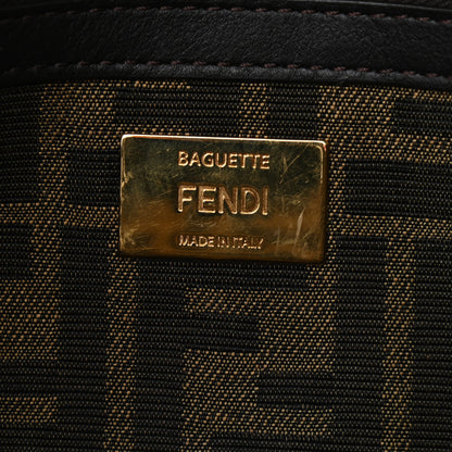 Fendi Fabric Jacquard FF 1974 Medium Baguette Tobacco Moro Black 6 of 12