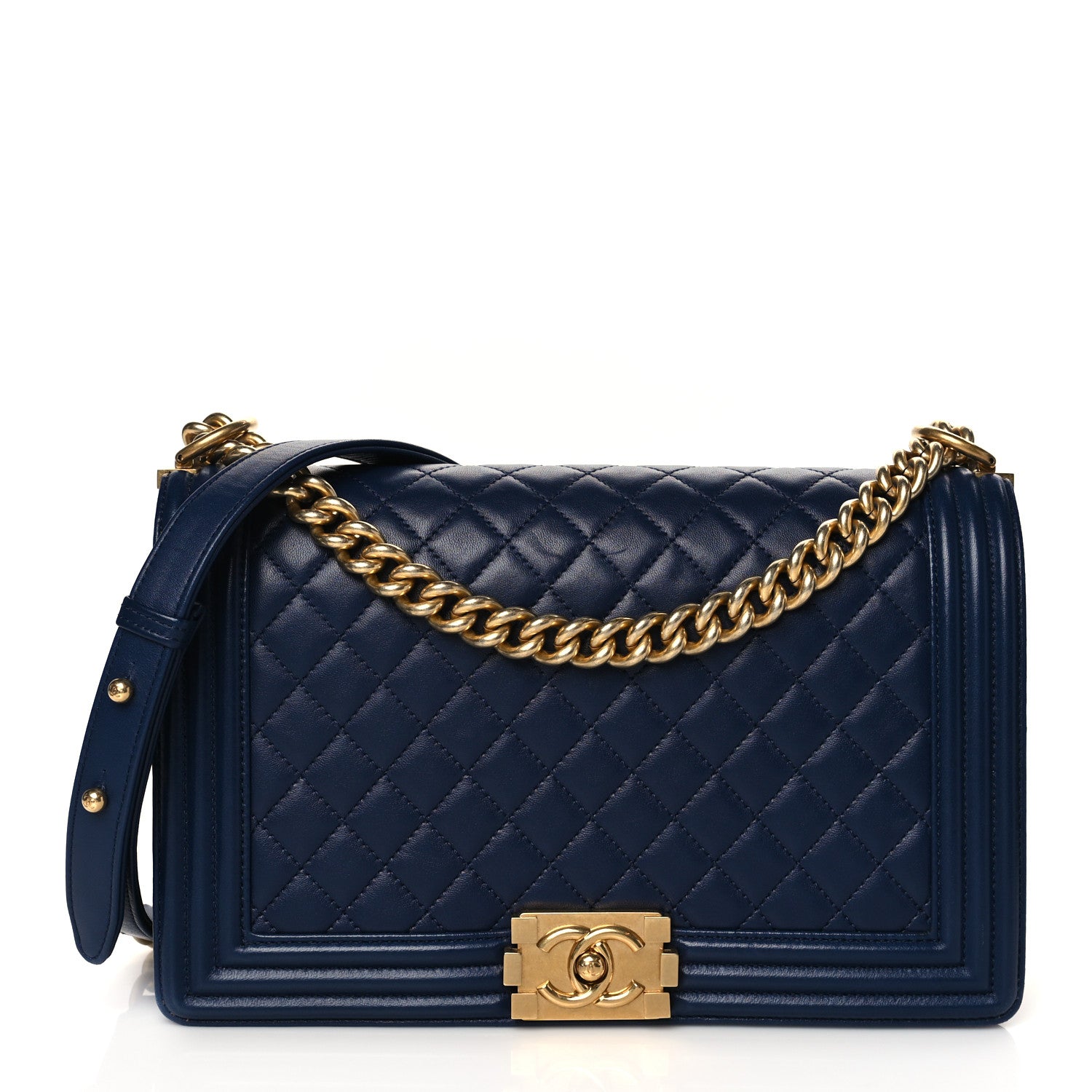 Chanel Lambskin Quilted New Medium Boy Flap Navy 1 of 11