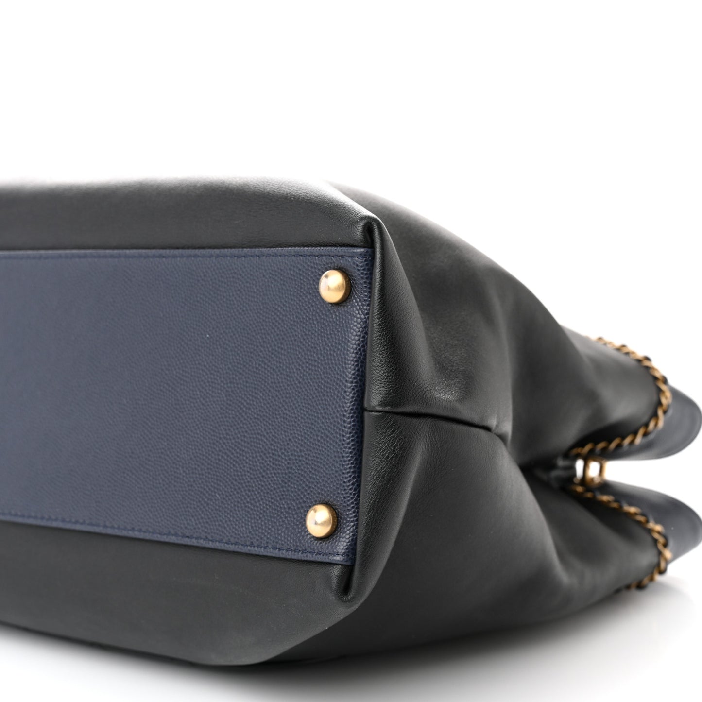 Lambskin Caviar Lovely Chains Shopping Tote Black Navy
