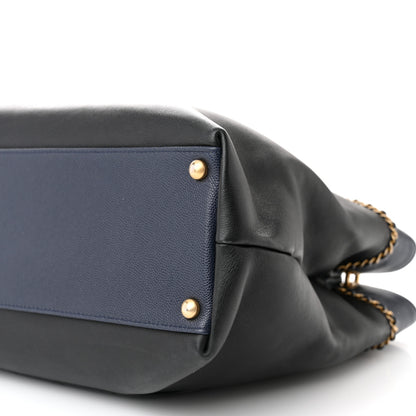 Chanel Lambskin Caviar Lovely Chains Shopping Tote Black Navy 10 of 11
