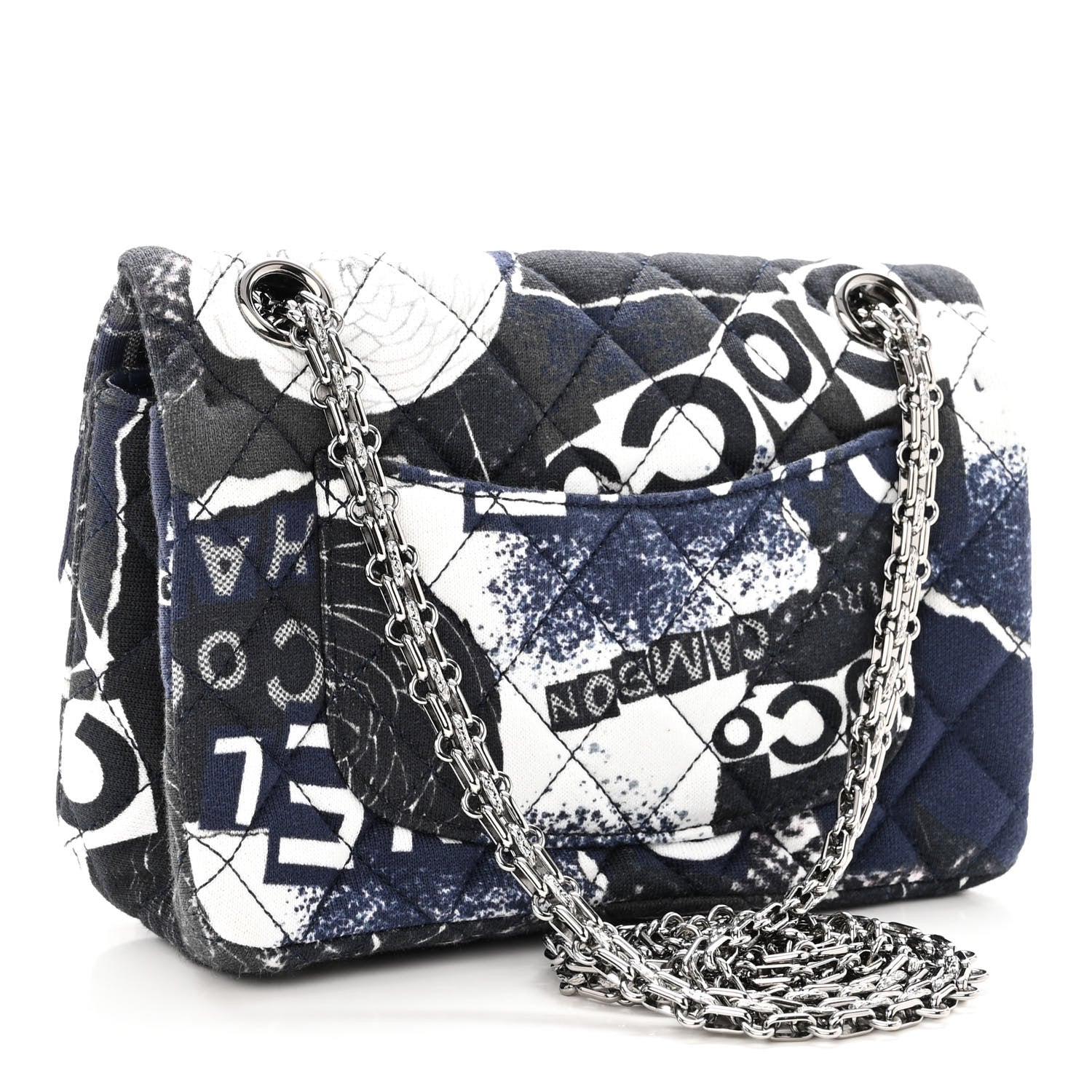 Chanel Jersey Quilted Graffiti Reissue Mini Flap Navy Blue 3 of 9