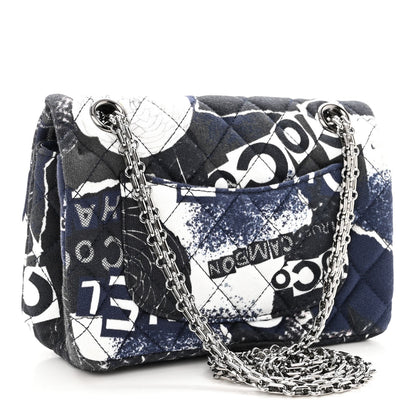 Chanel Jersey Quilted Graffiti Reissue Mini Flap Navy Blue 3 of 9
