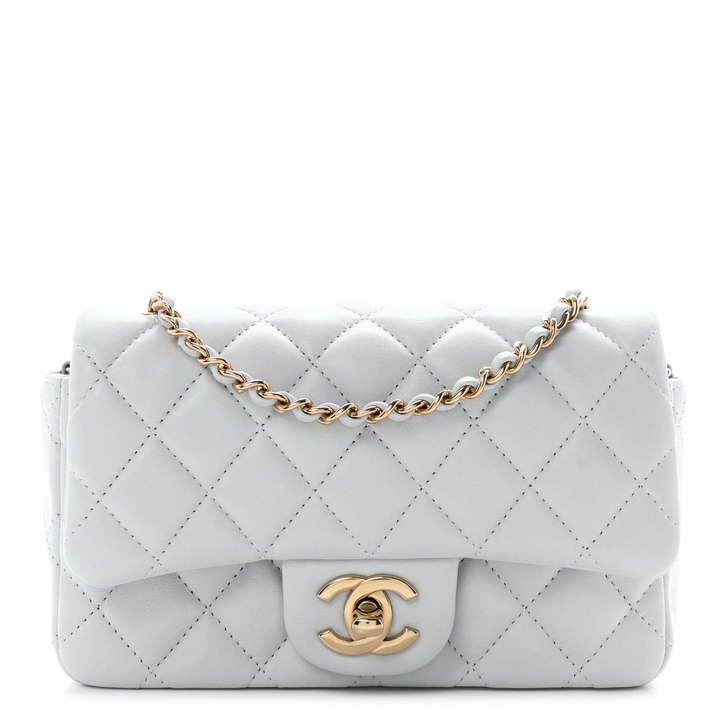 Chanel Lambskin Quilted Extra Mini Rectangular Flap Light Blue 1 of 11