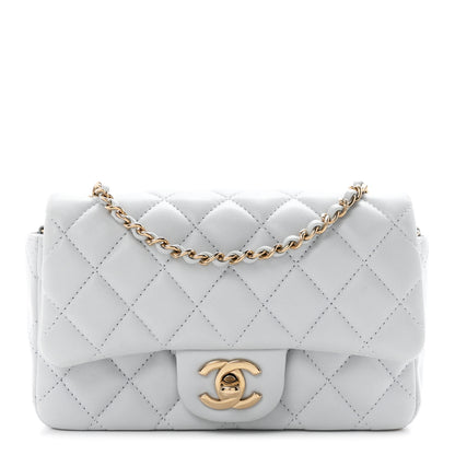 Chanel Lambskin Quilted Extra Mini Rectangular Flap Light Blue 1 of 11