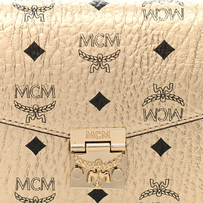 MCM Metallic Visetos Medium Millie Crossbody Bag Berlin Gold 7 of 9