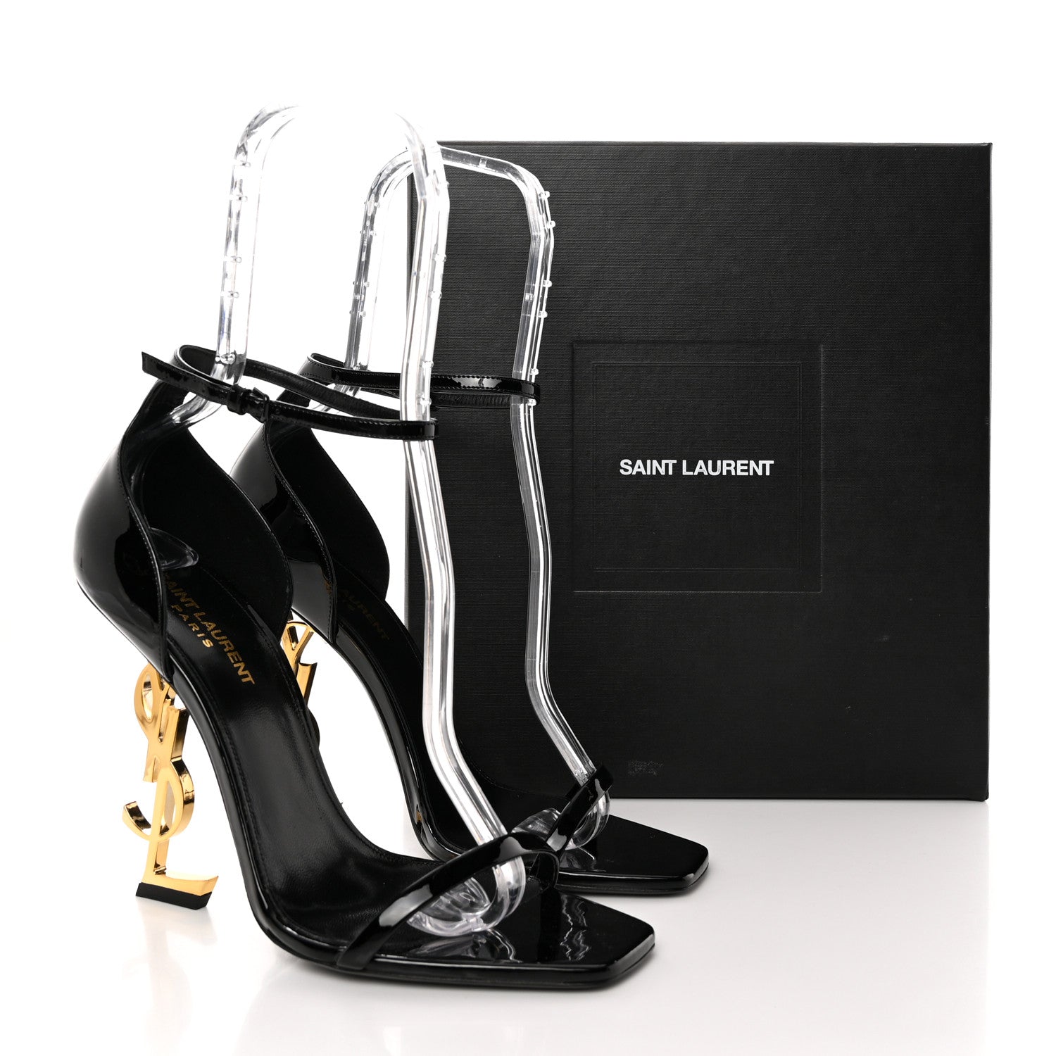 Saint Laurent Patent Calfskin Opyum 110 Sandals 40 Black Gold 10 of 10