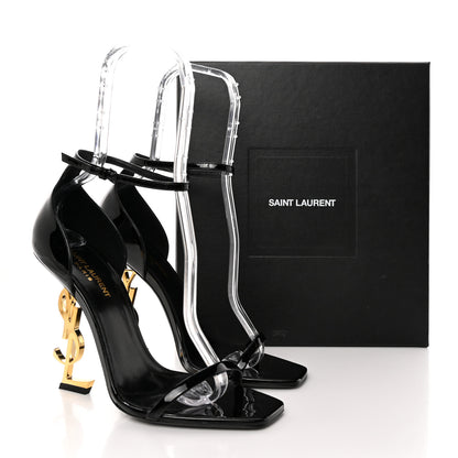 Saint Laurent Patent Calfskin Opyum 110 Sandals 40 Black Gold 10 of 10