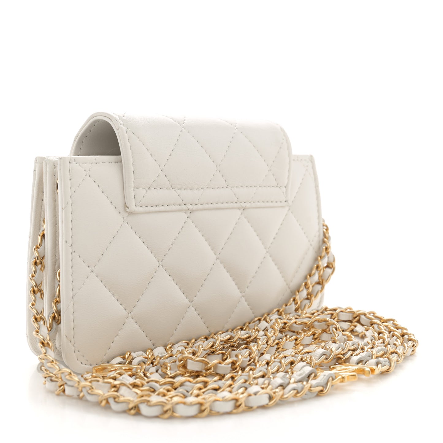 Quilted Flap With Chain White