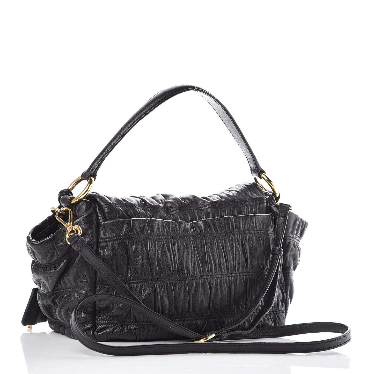 Nappa Dressy Gaufre Flap Bag Black