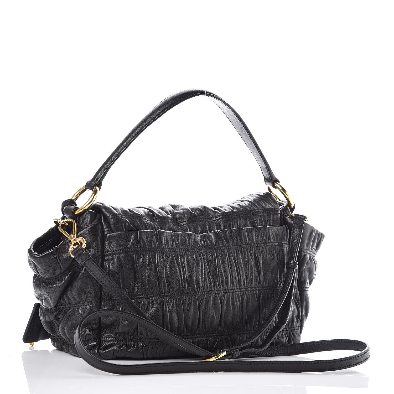 Prada Nappa Dressy Gaufre Flap Bag Black 3 of 10