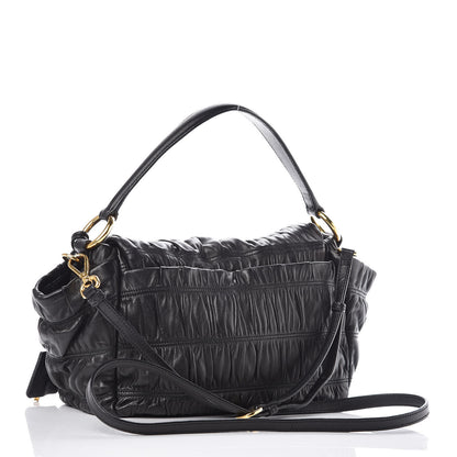 Prada Nappa Dressy Gaufre Flap Bag Black 3 of 10