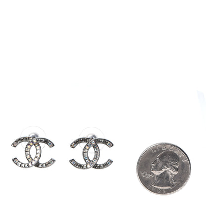Chanel Crystal Baguette CC Earrings Ruthenium 2 of 5