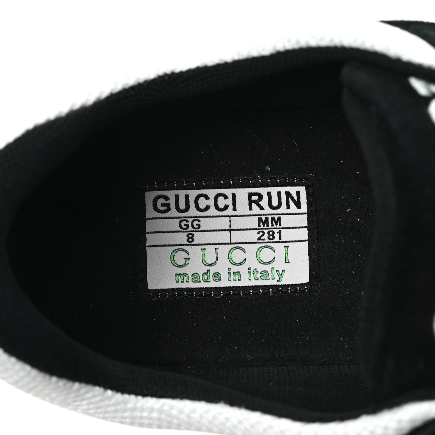Technical Knit Fabric Suede Calfskin Mens Gucci Run Sneakers 8 Black White