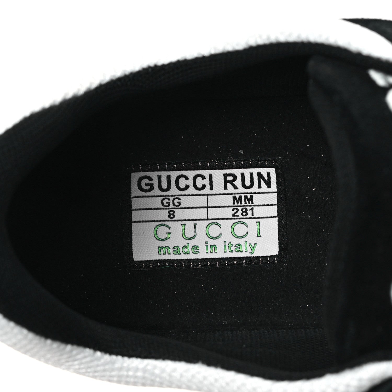 Gucci Technical Knit Fabric Suede Calfskin Mens Gucci Run Sneakers 8 Black White 7 of 7