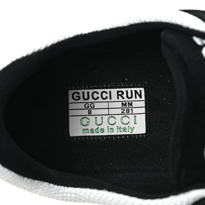 Gucci Technical Knit Fabric Suede Calfskin Mens Gucci Run Sneakers 8 Black White 7 of 7