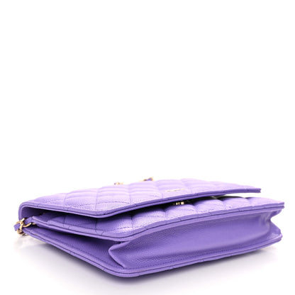 Chanel Caviar Quilted Wallet on Chain WOC Purple 4 of 13