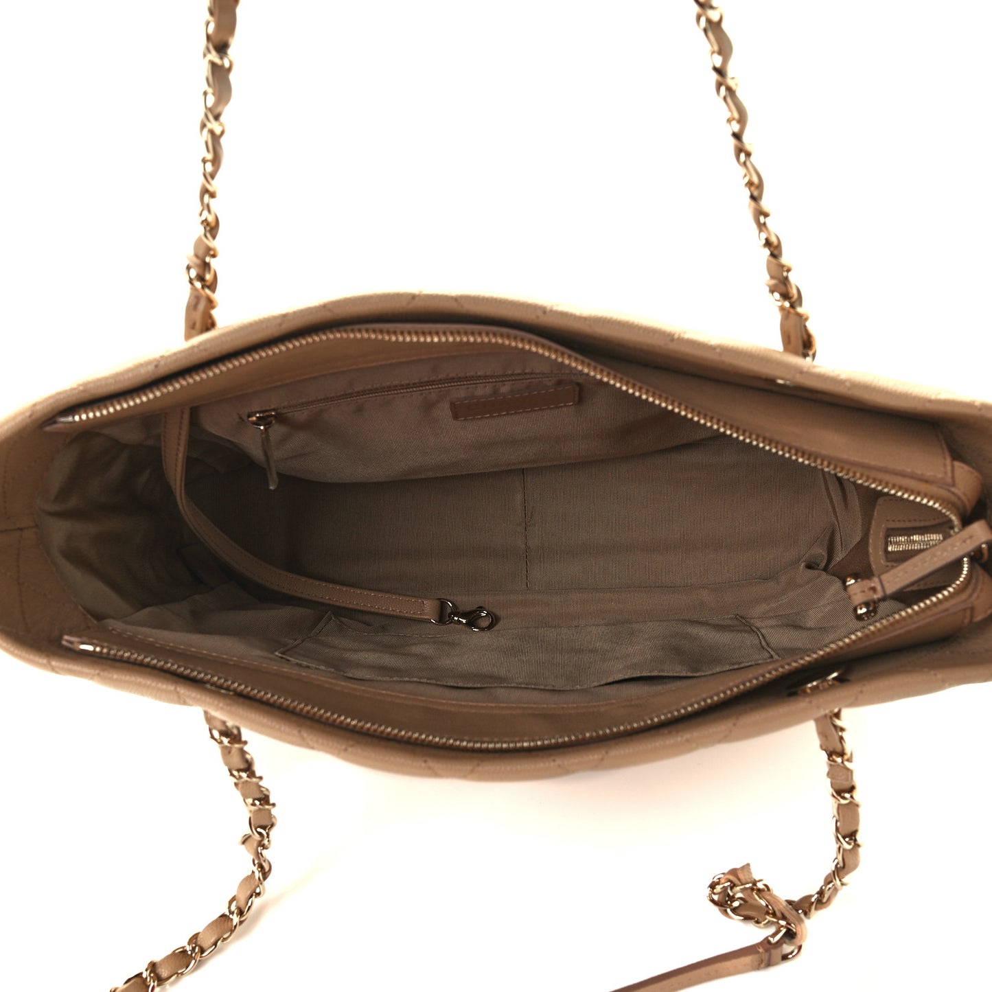 Caviar Quilted Rolled Up Tote Beige