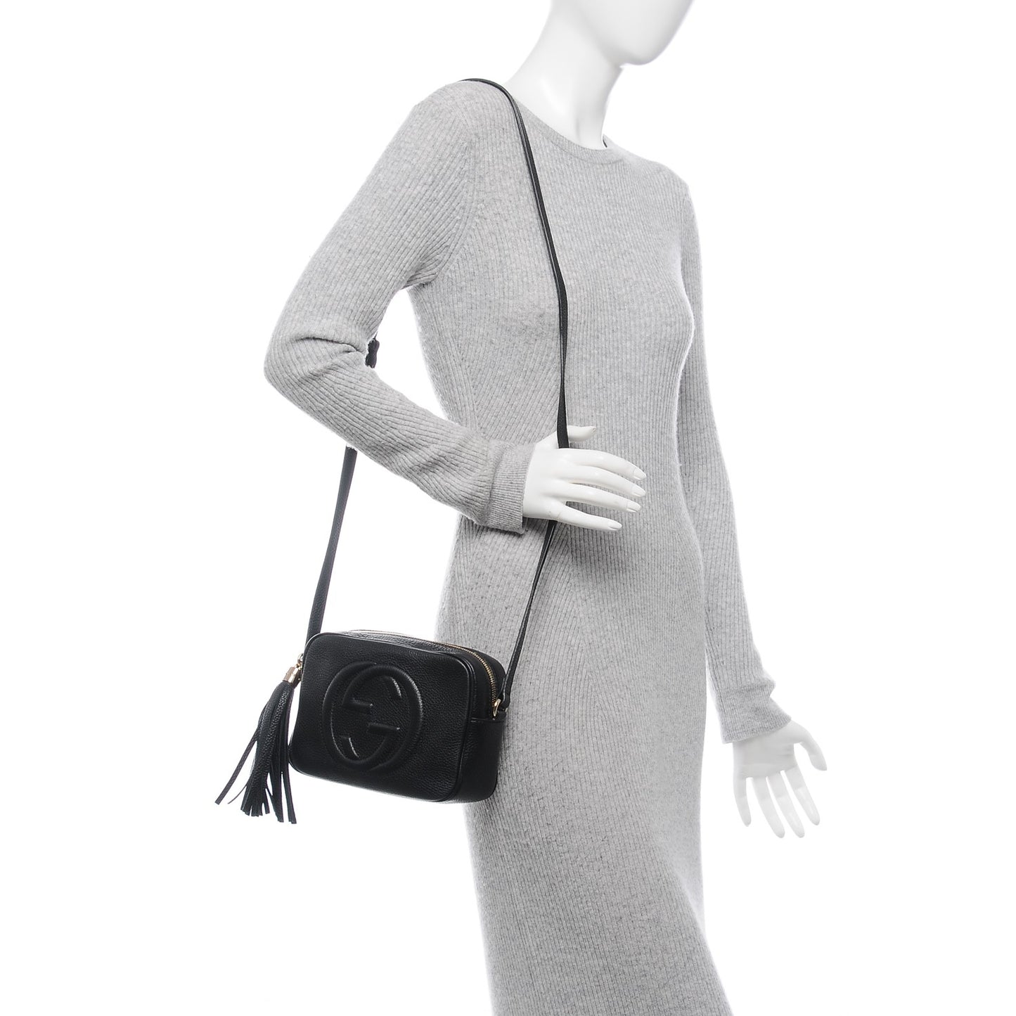 Pebbled Calfskin Small Soho Disco Bag Black