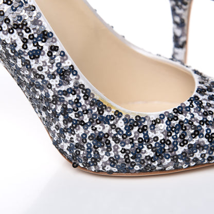 Christian Dior Sequin Cherie Pointy Toe 100mm Pumps 37 Cobalt 11 of 11